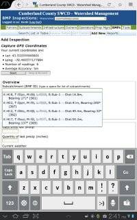 Screencapture from a Samsung Galaxy tab of a web app's data entry form.